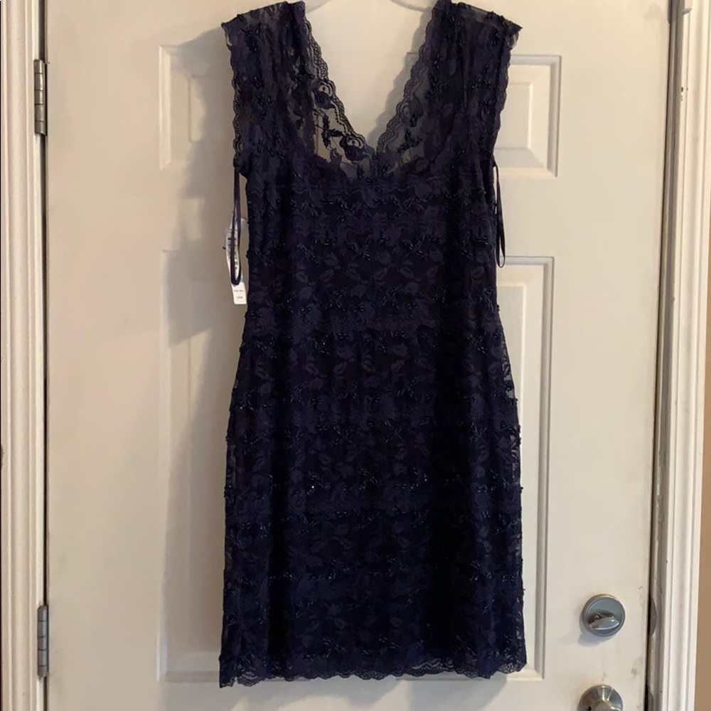 Navy blue beaded lace dress size 16